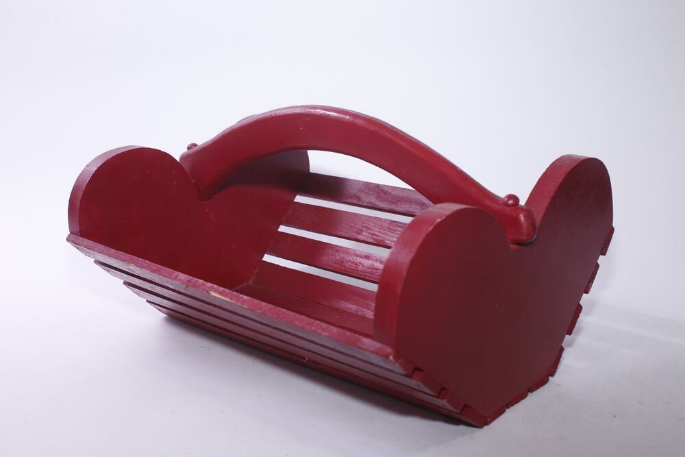90s Cottagecore Heart Vintage, Decorative, Wooden Basket, One Handle, Heart